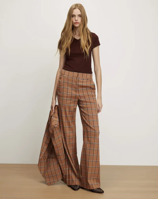 Tonelli Plaid Wide-Leg Pant