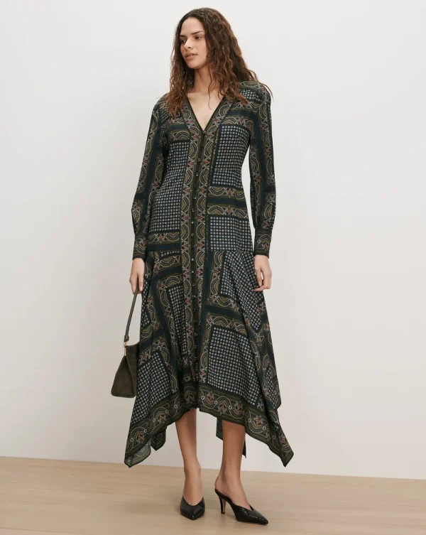 Skye Scarf-Print Midi Dress