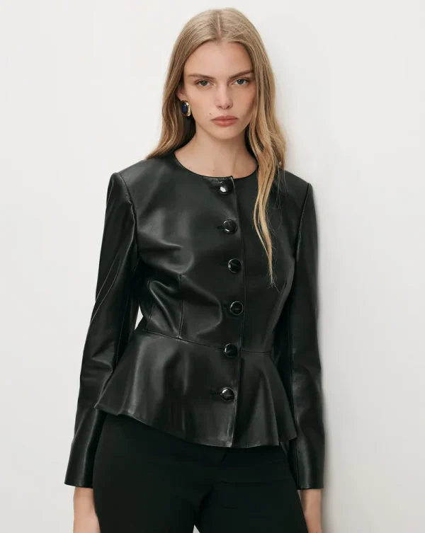 Quinn Leather Peplum Jacket