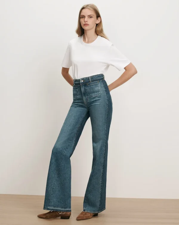 Crosbie Color-Block Slim Wide-Leg Jean