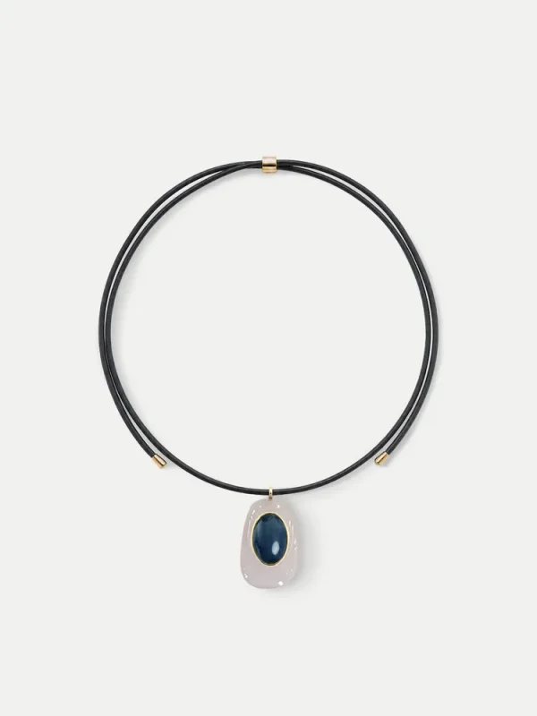 Black Leather Pendant Necklace