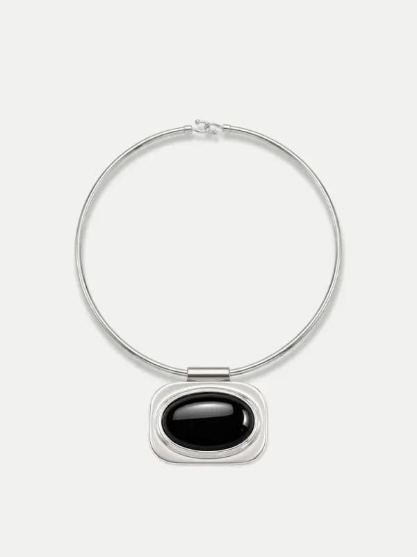 Onyx Cabochon Collar Necklace