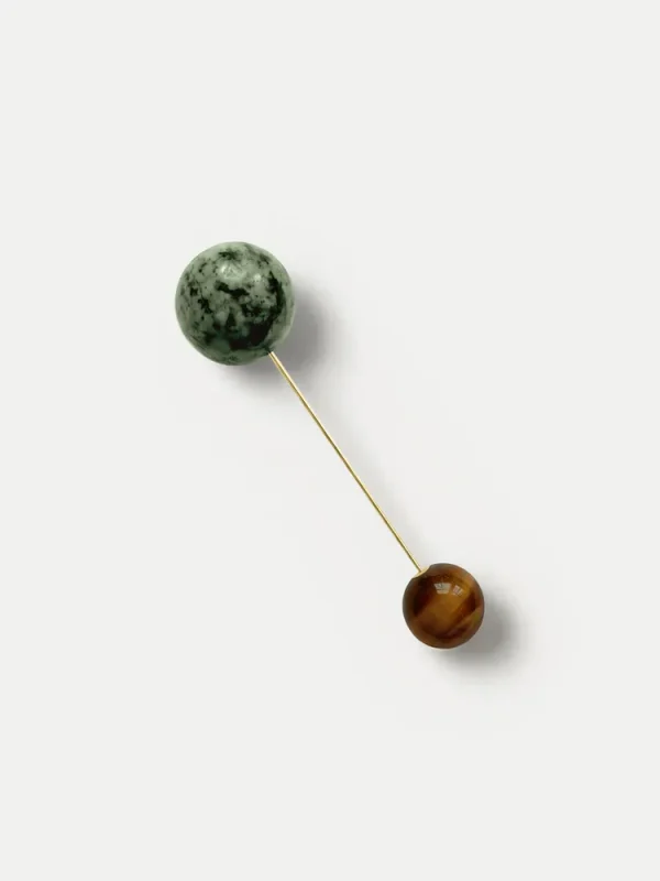 Turquoise and Tiger’s Eye Pin Brooch