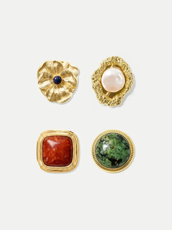 Jacket Button Brooch Four-Pack