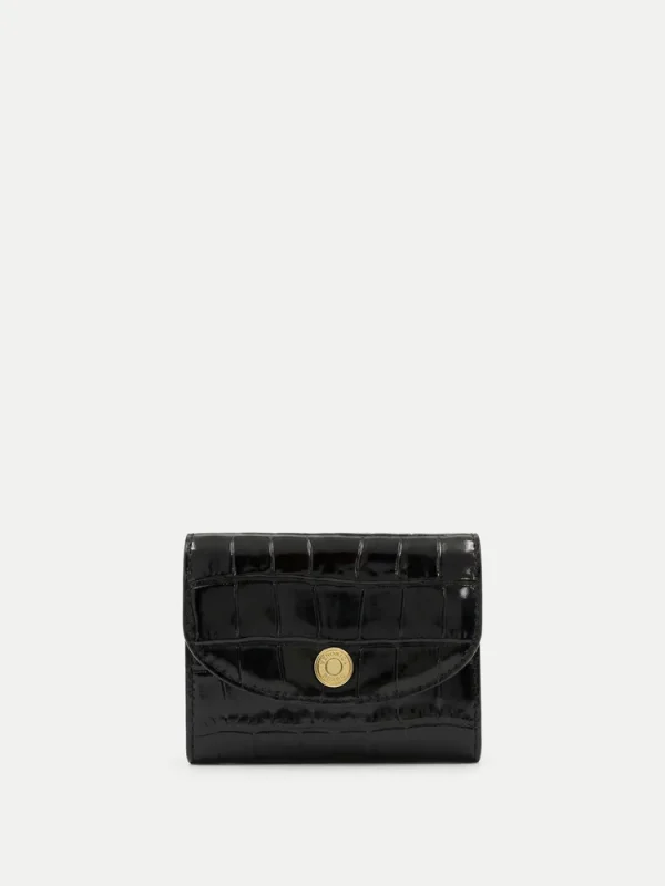 Croc-Embossed Flap Card Holder