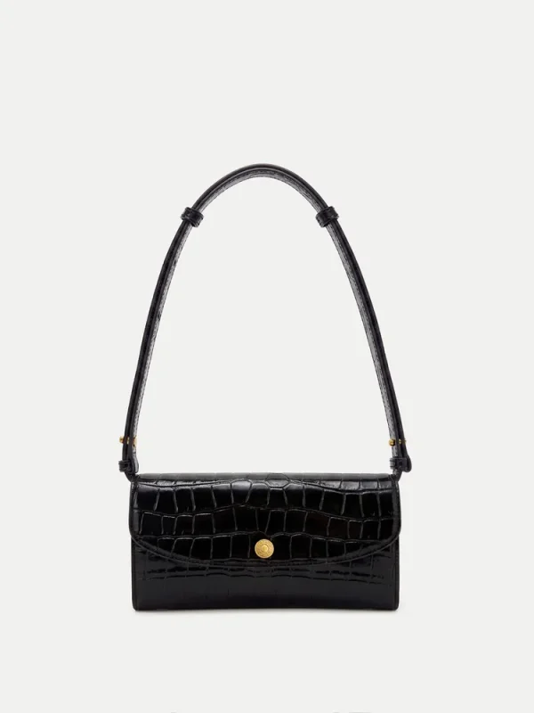 Croc-Embossed Crossbody Wallet