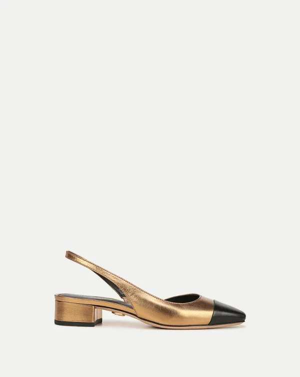 Cecile Leather Cap-Toe Slingback