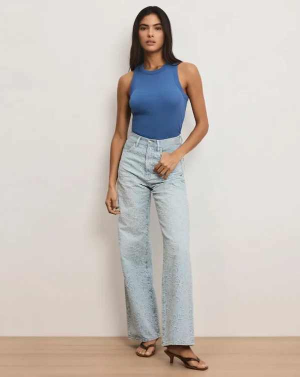 Taylor Embroidered Wide-Leg Jean