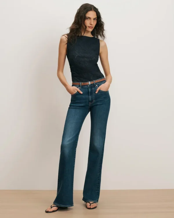 Crosbie Mid-Rise Slim Wide-Leg Jean