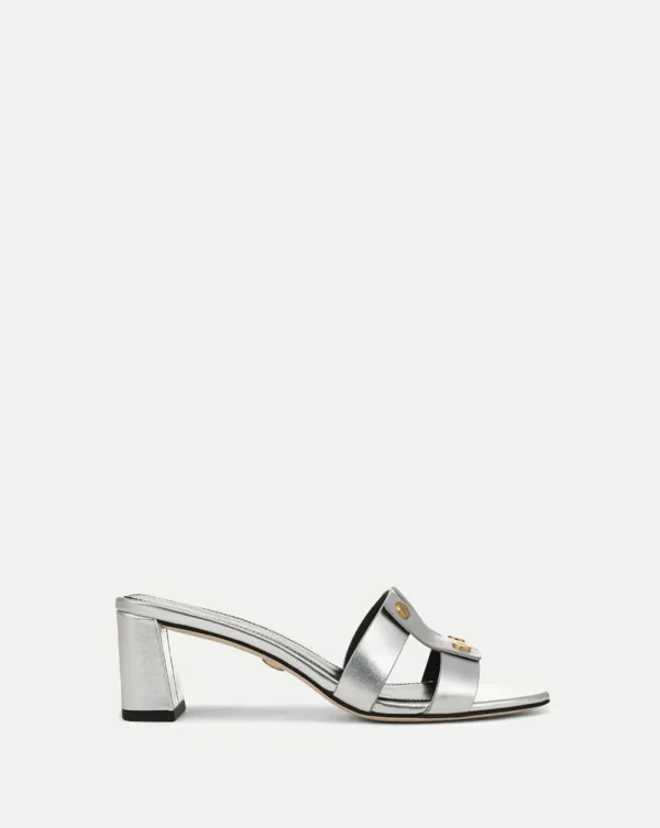 Via Silver Mid-Heel Sandal