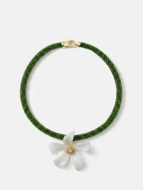 Flower Pendant Beaded Necklace